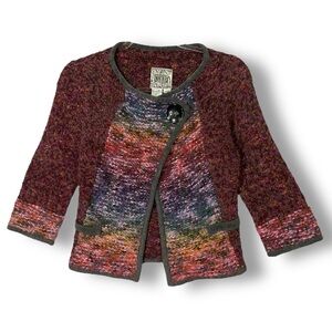 Vintage Mohair Blend Crop Cardigan Sweater Sz S Petite Y2K 90's Burgundy Red